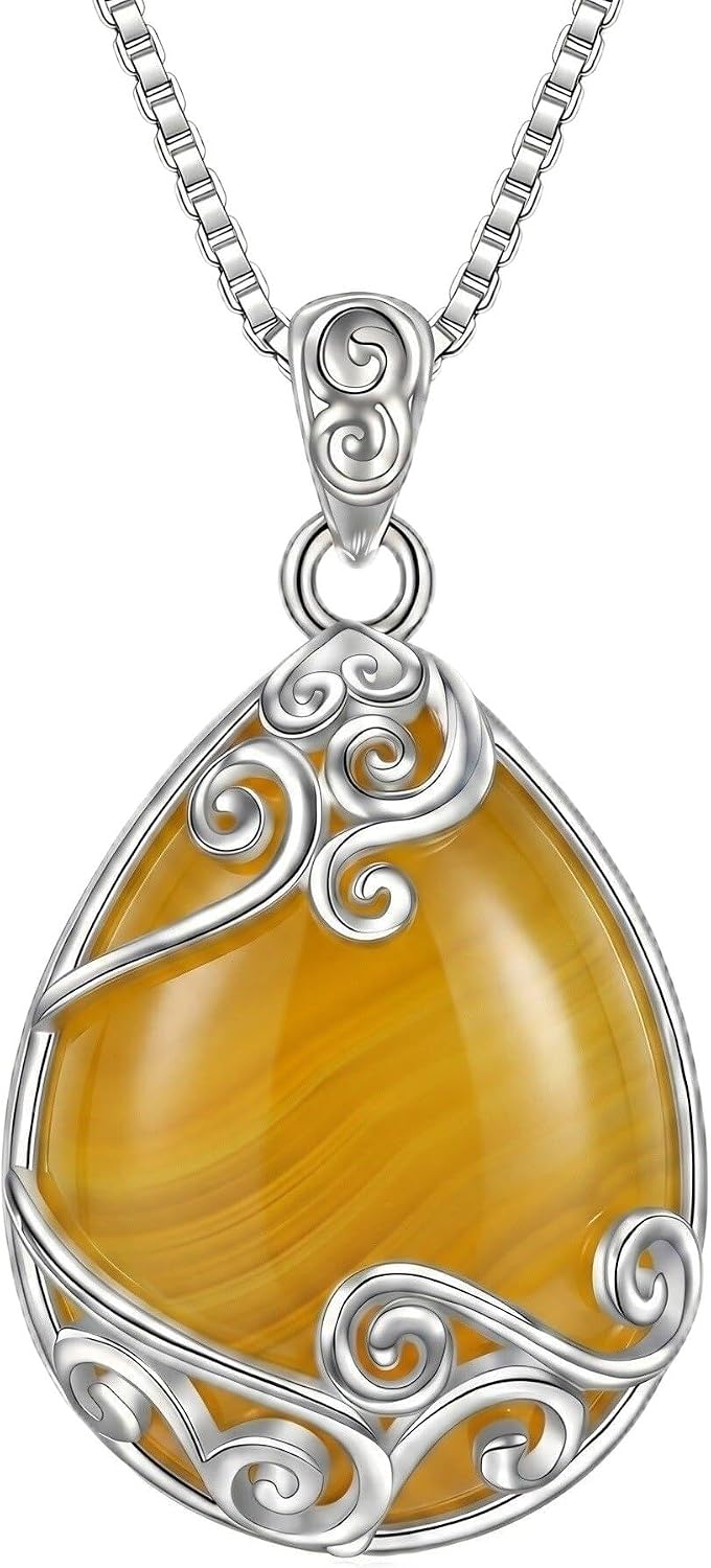 Tree of Life Teardrop Gemstone Pendant Necklace, view 14 of 14